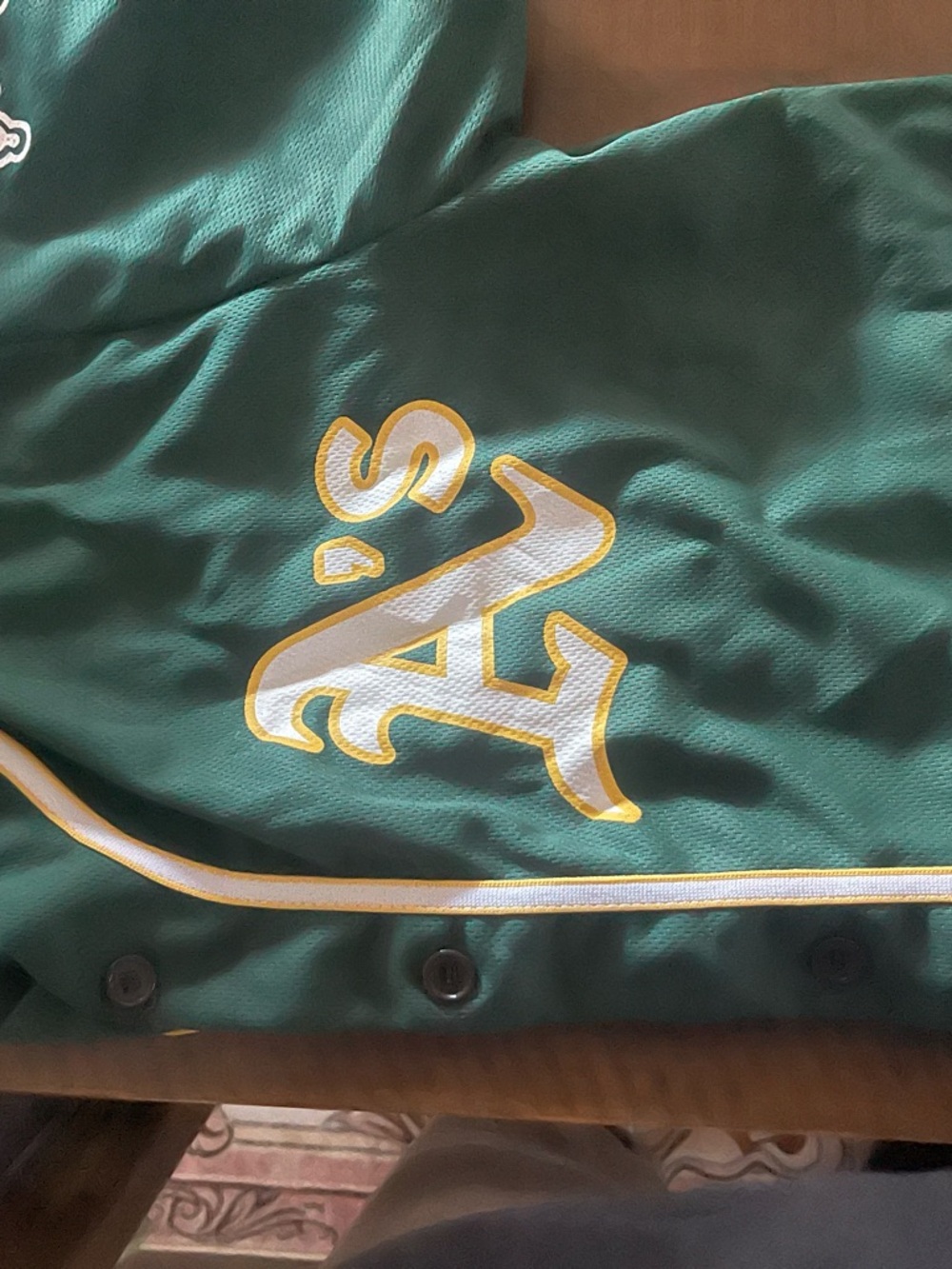 Stadium Athletics Green and Yellow Oakland A's Button-Up Jersey